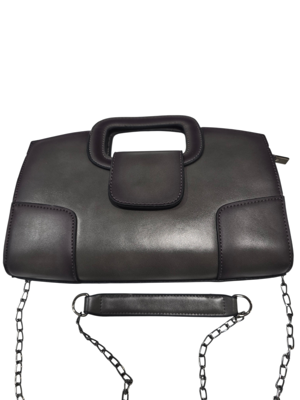 Vintage Women’s Structured PU Leather Top-Handle Bag in Dark Brown